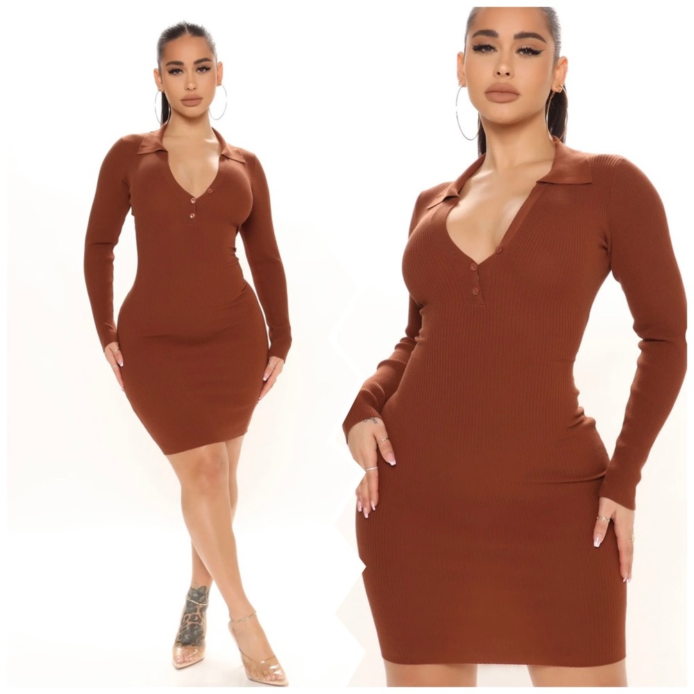 Fashion Nova Ribbed Bodycon Midi Dress